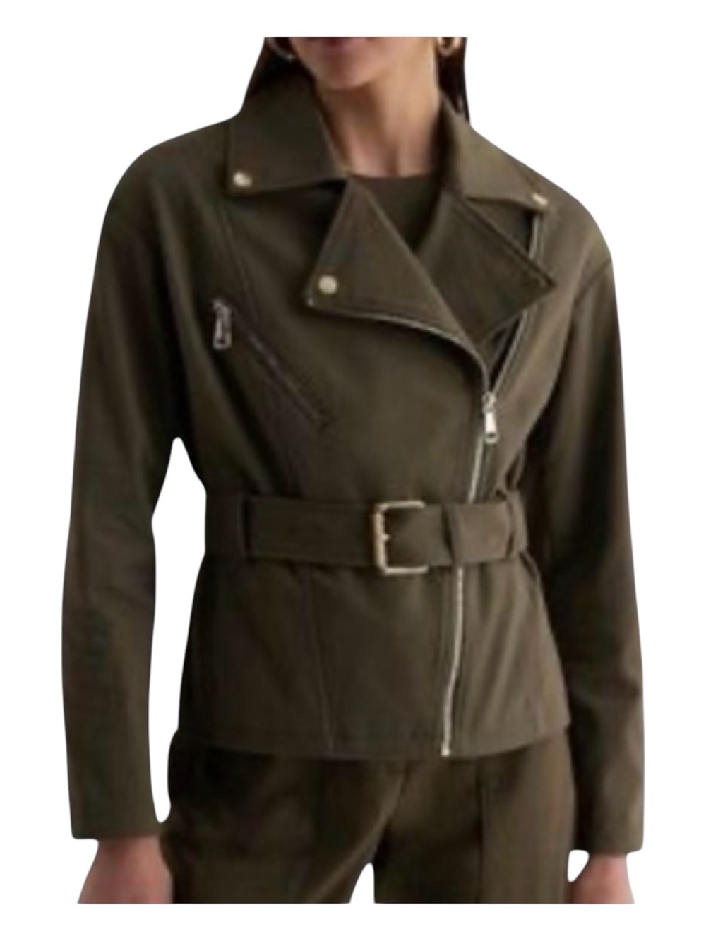 EXPRESS Khaki Green Belted Utility Jacket, Size M.